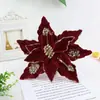 Bestseller internacional 24cm Flor artificial de Natal Ornamento de Natal Flor de Natal com lantejoulas Acessório para árvore de Natal