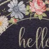 Felpudo de Flores Pintado a Mano Estilo Americano, Alfombra Roja Redonda de Malla, Felpudo de Anillo de Seda, Felpudo Grueso para Exteriores con Flores