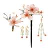 2024 Nuevo Tocados de Novia Bata de Mañana Rosa Degradado Flor Accesorio para el Cabello Personalizado Versátil Traje Xiuhe Cheongsam Pasador para el Cabello para Mujer