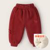 Pantalones Largos Deportivos de Forro Polar para Año Nuevo de Niños Otoño e Invierno Nuevos Pantalones de Algodón Ropa Infantil Bebé Engrosado Invierno