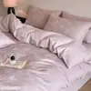 Juego de ropa de cama de cuatro piezas, clase A, de alto número de hilos, 100% algodón, engrosado, jacquard en relieve, cepillado, 100% algodón, lujo ligero, adecuado para todas las estaciones, ropa de cama cálida