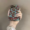 Estampado de Leopardo Azul y Marrón Adecuado para Apple 16Promax Hermoso Elegante Moderno Funda para Teléfono Móvil de Mujer Iphone15 Galvanizado