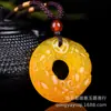 Colar de Calcedônia Natural para Mulheres, Pingente com Fivela de Segurança de Ágata Branca e Vermelha, Corrente para Suéter Pixiu Duplo de Jade Masculino Presente de Feriado