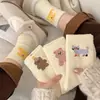 Calcetines de Malla de Terciopelo de Visón con Manchas de Vaca Otoño e Invierno con Forro de Terciopelo para Mujer, Calcetines de Piso Gruesos y Cálidos para el Hogar, Lindos para Niñas