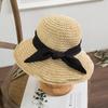 Sombrero de Paja de Crochet Hecho a Mano con Lazo de Ala Ancha para Mujer Verano Plegable para Viaje Sombrero Parasol para Vacaciones en la Costa Sombrero de Playa