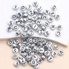 Cuentas de Letras Inglesas de 4*7mm Fondo Plata Antigua Letras Negras Acrílico Cuentas Sueltas Pulsera de Amistad con Cuentas Accesorios para Joyería DIY