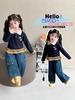Traje de Otoño para Niñas 2025 Nuevo Estilo Estilo Infantil Camisa Polo Sudadera Jeans para Niña Pequeña Traje de Otoño
