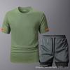 Conjunto de Traje de Malla de Secado Rápido Talla Europea Transfronterizo, Nuevo Estilo de Verano Camiseta de Manga Corta Traje Deportivo para Correr y Fitness, Secado Rápido