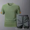 Conjunto de Traje de Malla de Secado Rápido Talla Europea Transfronterizo, Nuevo Estilo de Verano Camiseta de Manga Corta Traje Deportivo para Correr y Fitness, Secado Rápido