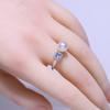 Accesorios DIY S925 plata esterlina lujo ligero diamante azul perla anillo soporte vacío anillo de dedo semiterminado soporte para anillo apertura 8-11