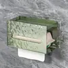 Caja de pañuelos transparente con patrón de glaciar para baño del hogar, estante de almacenamiento impermeable para lavabo montado en la pared sin taladro, caja de pañuelos