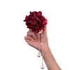 Nuevo Pasador Rojo de Flor Retro Estilo Chino para Mujer, Elegante Pinza para el Cabello con Borla de Perla, Pasador de Qipao, Accesorio para el Cabello de Nicho