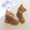 Botas de Moda tipo Martin para Niñas 2026 Otoño/Invierno Versátiles Retro Forradas de Borrego Botas de Caballero a media pantorrilla Botines para Niños Maillard