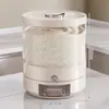 Caixa de Armazenamento de Grãos, Recipiente Rotativo para Arroz, Lixeira de Arroz Selada à Prova de Insetos e Umidade Doméstica, Pote Compartimentado com Vedação por Pressão, Caixa de Arroz