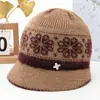 Gorro de Lana de Invierno para Mujer de Mediana Edad y Anciana, Gorro Cálido con Felpa, Protección contra el Frío, Gorro de Punto Engrosado con Ala Ancha