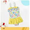 Traje de baño para niñas sin tirantes estampado floral pequeño fresco lindo para bebé ins aguas termales fabricantes venta al por mayor trajes de baño de comercio exterior