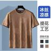 Verano 2025 Nuevo Estilo Delgado Seda de Hielo Manga Corta para Hombre Holgada Cuello Redondo Camiseta Base Sensación de Alta Calidad Duffian Guapo Moderna Camiseta