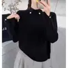Camiseta Base de Punto Estilo Europeo con Cuello Medio Alto para Mujer, Nuevo Estilo Primavera y Otoño 2026, Suéter Interior Muy Atractivo, Top Ajustado