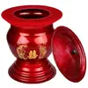 Escupidera roja de boda con tapa, diseño de dragón y fénix en esmalte, cubo de bendición matrimonial, dote de la novia, cubo para orina de uso doméstico
