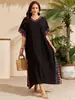 2026 Novo Saída de Praia Estilo Europeu e Americano, Robe de Férias em Viscose Color Block com Decote em V, Camisa de Proteção Solar para Biquíni, Moda Praia Feminina