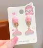 Pinza para oreja estilo océano para niños sin perforación, aretes colgantes de concha, cola de pez, estrella de mar para niñas, accesorios para niñas pequeñas