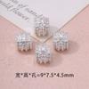 Pulseira de Cristal Quadrado Diamante Banhada a Ouro 14K com Contas Redondas Vazadas de Zircônia e Contas Barril Separadas por Contas Acessórios de Joalheria DIY