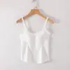 Dropshipping Novo Estilo Primavera e Verão Regata Feminina Justa com Bojo, Lindo Design nas Costas, Camisola de Tricô para Camadas