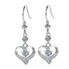 Nuevos pendientes de corazón de amor eterno con forma de corazón, pendientes con adornos de botón, color diamante, blanco, morado, polvo de circonita, borlas, pendientes en forma de corazón.