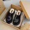 Zapatos de Pan Otoño Nuevo Baotou Zapatillas Medias 2024 Perezosas Slip-on Combinan con Todo Adelgazantes Zapatillas Suela Gruesa Uso Exterior