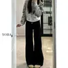 Calça Jeans Flare Preta para Mulheres, Nova Coleção de Outono Plus-Size, Elástica, Emagrecimento, Para Corpo Tipo Pera, Calça Bootcut de Perna Larga