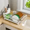 Escorredor de Louça de Cozinha em Aço Inoxidável com Bandeja Coletora Grande Suporte de Bancada para Tigelas Doméstico para Tigelas, Hashis, Tigelas, Pratos Armazenamento de Utensílios de Mesa