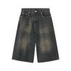 Nirben Mezclilla Verano perfil suelto lavado vintage desgastado cortos rectos Pantalones cortos de mezclilla moda hombre