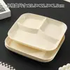 Plato dividido transfronterizo de plástico para una sola porción plato de comida rápida plato de frutas plato para perder peso plato cuadrado de tres compartimentos uso comercial