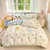 Juego de ropa de cama de cuatro piezas 100% algodón de Clase A, adecuado para madres y bebés, ideal para dormir desnudo, incluye sábana bajera y funda de edredón, adecuado para dormitorios de estudiantes, juego de tres-cuatro piezas