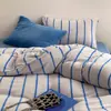 Conjunto Simples Estilo College Listrado de Leite Veludo Quatro Peças Conjunto de Três Peças para Dormitório Estudantil Lã Coral Espessada Quente Roupa de Cama para Inverno