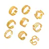 Anillo de 18K para Mujer Diseño de Nicho Ins Anillo de Unión Geométrica Anillo de Acero de Titanio Anillo de Línea de Hoja Hueca Joyería