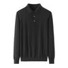Suéter de Lana Worsted Ordos para Hombre con Cuello Lapel de Manga Larga Delgado Casual Holgado Suéter para Hombre