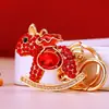 Llavero de coche pony bañado en oro con incrustaciones de diamantes de moda, colgante para bolso de mujer, llavero, regalo de empresa, aleación de zinc, lleno de diamantes
