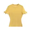 Atacado de Roupas Femininas Transfronteiriças Verão 2026 Gola Redonda Vazado Laço Tricô Manga Curta Camiseta Feminina Emagrecedora Valorizante Top
