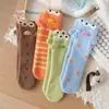 Calcetines Navideños de Dibujos Animados para Mujer, Calcetines de Media Pantorrilla, Estilo Otoño e Invierno, Calcetines Largos Trendy Lindos de Copo de Nieve, Calcetines Holgados de Otoño e Invierno