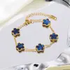 Juego de joyería de acero inoxidable de trébol de cinco hojas, pulsera, collar y juego de pendientes de flor de cinco hojas simple y elegante, joyería que no se decolora