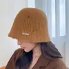 Chapéu de Pescador de Tricô com Buracos Outono Inverno Feminino Emagrecimento Facial Versátil Quente Lã Chapéu Fashionable Retro Chapéu Balde Estilo Tendência