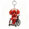 Dedo Medio Maligno Perro Rojo Pequeño Herido Llavero de Acrílico Mochila de Estudiante Colgante Divertido Regalo Pequeño