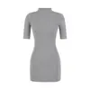 Vestido Corto de Manga Corta Sexy Estilo Americano Chica Picante, Elástico Ajustado Ceñido a la Cintura Bodycon Mini de Corte A