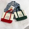 Nuevo bolso de lona para mujer, estilo coreano, sencillo, moderno, artístico, Mori, con contraste de color, bolso de hombro para mujer, venta al por mayor