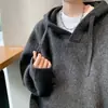 Chamarra de suéter tejido con capucha estilo americano para hombre, suéter de pareja moderno de invierno, top casual versátil de alta costura