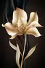 Pintura em Tela de Flor Dourada e Preta Moderna Pintura de Arte Abstrata Pintura Nórdica para Sala de Estar Decoração de Casa Núcleo da Pintura