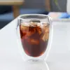Taza de vidrio de doble pared con forma de huevo hecha a medida, transparente y resistente al calor, ideal para té y café, hecha de vidrio de borosilicato alto