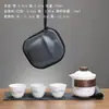 Juego de té de porcelana blanca Dehua con tetera y cuatro tazas, portátil para uso en exteriores, un regalo lujoso y de alta gama
