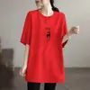 Camiseta de Manga Corta Holgada Talla Grande para Mujer, Marca Nueva de Moda Verano 2026, Camiseta de Longitud Media que Cubre la Cadera